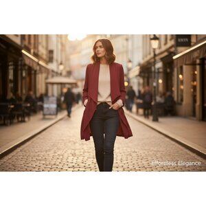 Max Jeans Womens Tencel Drape Jacket With Open Front & Waist Tie